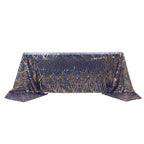 Mesh 90"x156" Rectangle Tablecloth Royal Blue/Gold - Wave Sequin Embroidered Table Cover - Bell Racket Store