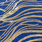 Mesh 90"x156" Rectangle Tablecloth Royal Blue/Gold - Wave Sequin Embroidered Table Cover - Bell Racket Store