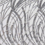 Mesh 90"x156" Rectangle Tablecloth Silver - Wave Sequin Embroidered Table Cover - Bell Racket Store