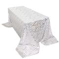 Mesh 90"x156" Rectangle Tablecloth Silver - Wave Sequin Embroidered Table Cover - Bell Racket Store