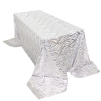 Mesh 90"x156" Rectangle Tablecloth Silver - Wave Sequin Embroidered Table Cover - Bell Racket Store