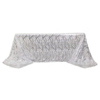 Mesh 90"x156" Rectangle Tablecloth Silver - Wave Sequin Embroidered Table Cover - Bell Racket Store