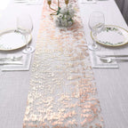 Mesh Polyester 108" Table Runner Roll Metallic Rose Gold - Distressed Foil Look Disposable Table Decor - Bell Racket Store
