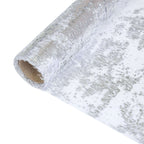 Mesh Polyester 108" Table Runner Roll Metallic Silver - Distressed Foil Look Disposable Table Decor - Bell Racket Store