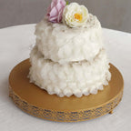 Metal 16" Round Pedestal Cake Stand Gold for Buffet Table Sweets Station - Bell Racket Store