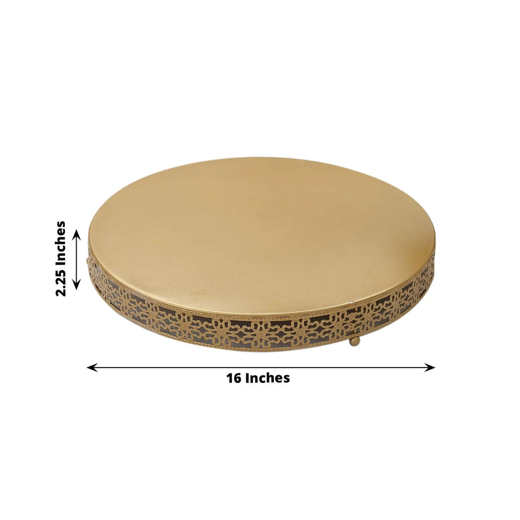 Metal 16" Round Pedestal Cake Stand Gold for Buffet Table Sweets Station - Bell Racket Store