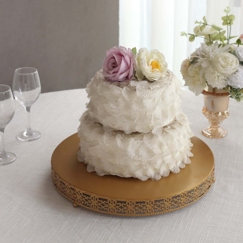 Metal 16" Round Pedestal Cake Stand Gold for Buffet Table Sweets Station - Bell Racket Store