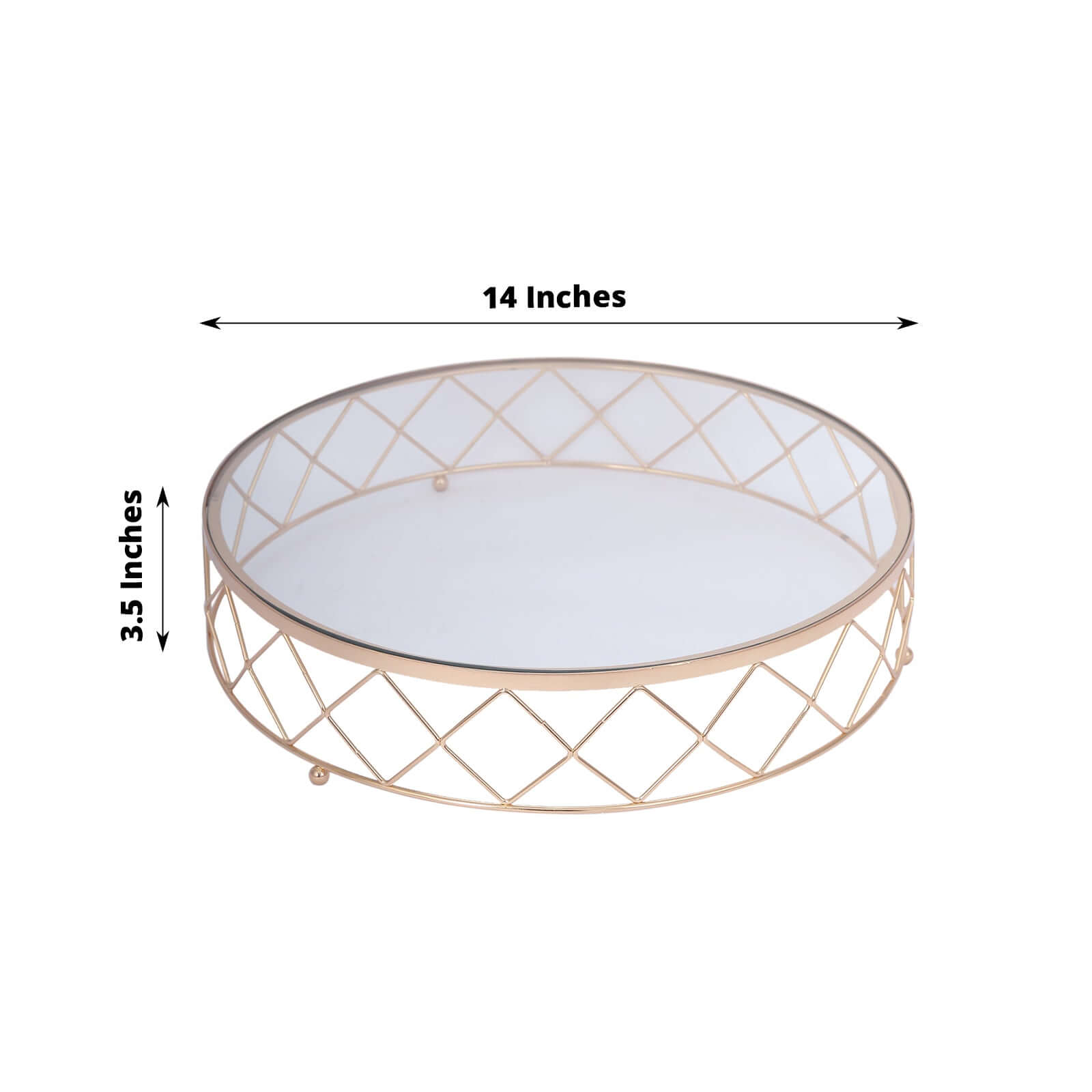 Metal Cake Stand Geometric Diamond Cut Design Gold with Glass Top - Dessert Display Riser 14" - Bell Racket Store