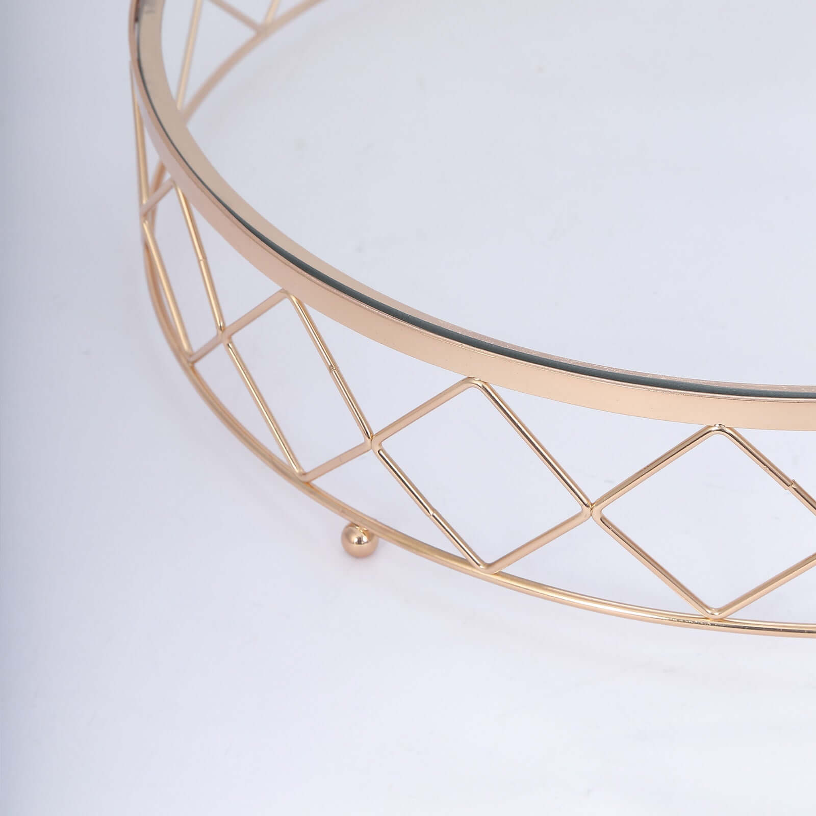 Metal Cake Stand Geometric Diamond Cut Design Gold with Glass Top - Dessert Display Riser 14" - Bell Racket Store