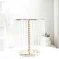 Metal Cake Stand Round Design Metallic Gold with Crystal Chains 14" Dia - Cupcake Dessert Pedestal 16"Tall - Bell Racket Store
