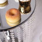 Metal Cake Stand Round Design Metallic Silver with Crystal Chains 14" Dia - Cupcake Dessert Pedestal 16"Tall - Bell Racket Store