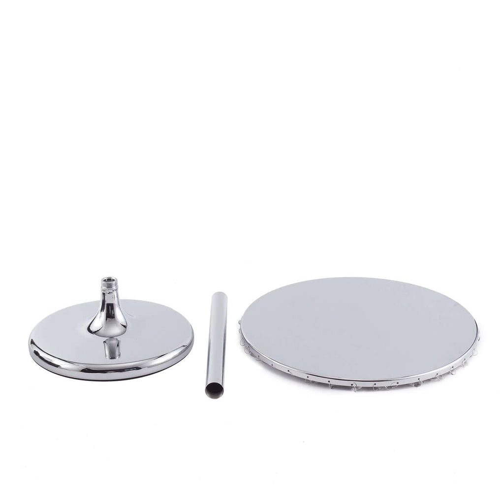 Metal Cake Stand Round Design Metallic Silver with Crystal Chains 14" Dia - Cupcake Dessert Pedestal 16"Tall - Bell Racket Store