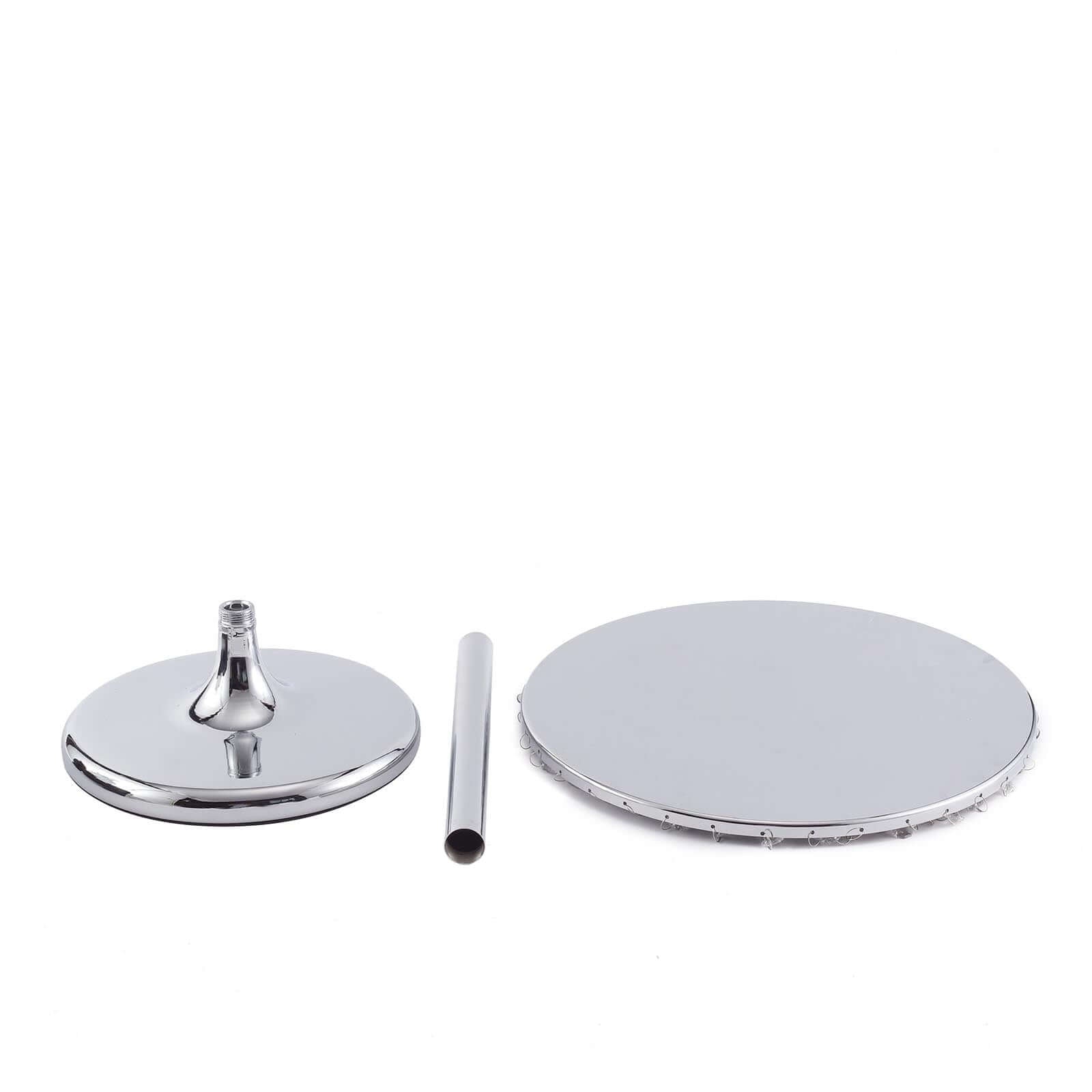 Metal Cake Stand Round Design Metallic Silver with Crystal Chains 14" Dia - Cupcake Dessert Pedestal 16"Tall - Bell Racket Store