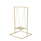 Metal Cake Swing Stand with Jute Rope Gold - Chic Hanging Dessert Display Centerpiece for Upscale Event Table Decor 3ft Tall - Bell Racket Store