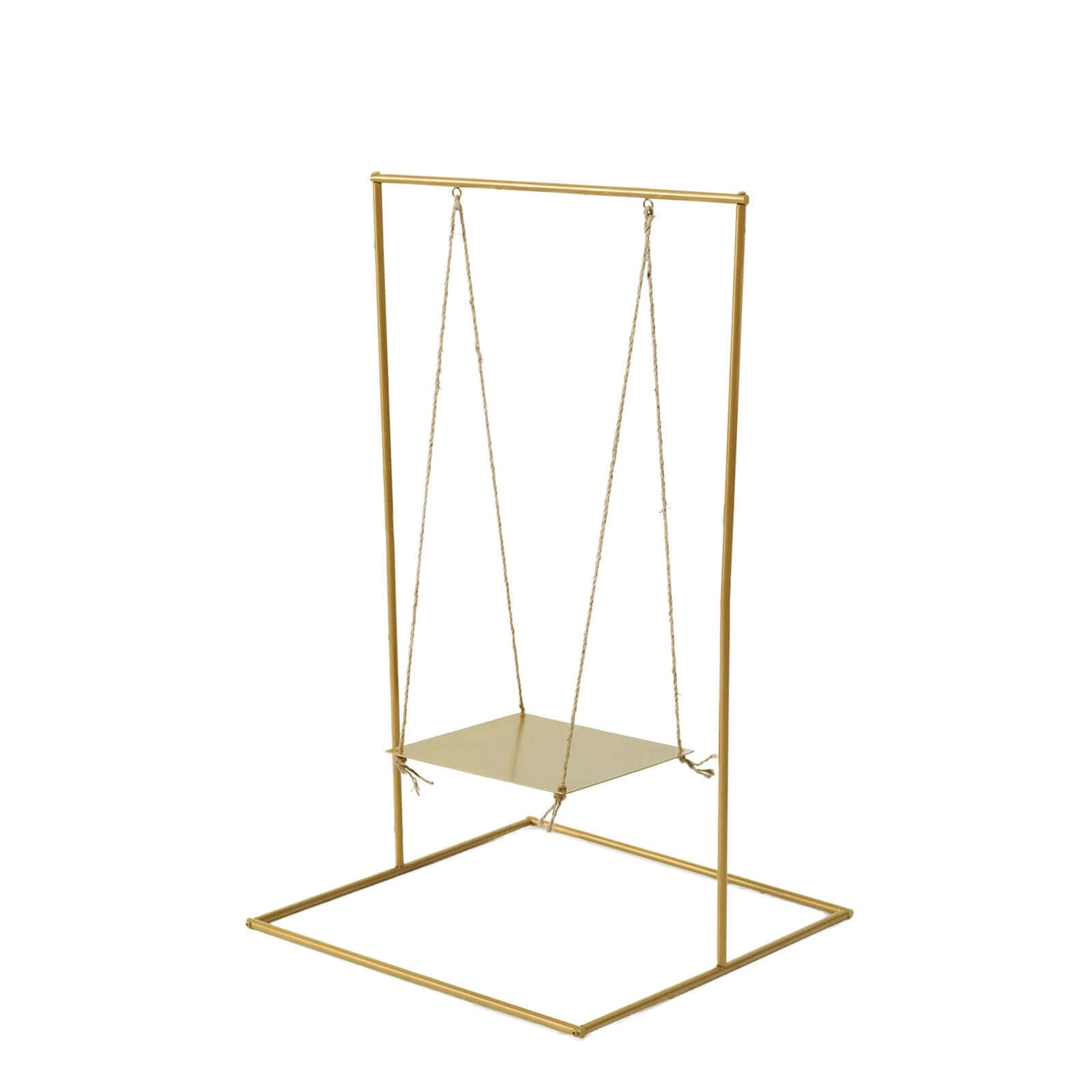 Metal Cake Swing Stand with Jute Rope Gold - Chic Hanging Dessert Display Centerpiece for Upscale Event Table Decor 3ft Tall - Bell Racket Store