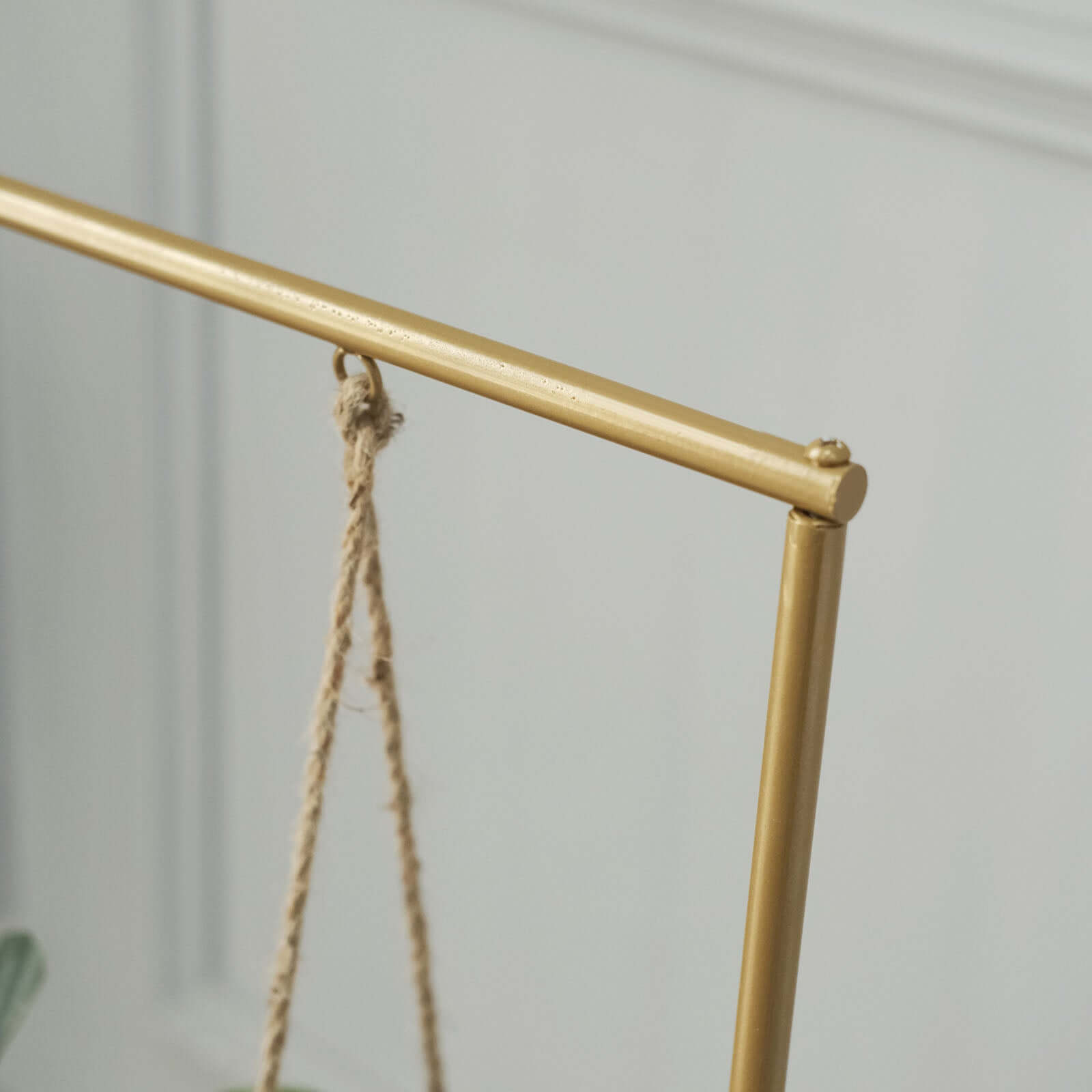 Metal Cake Swing Stand with Jute Rope Gold - Chic Hanging Dessert Display Centerpiece for Upscale Event Table Decor 3ft Tall - Bell Racket Store