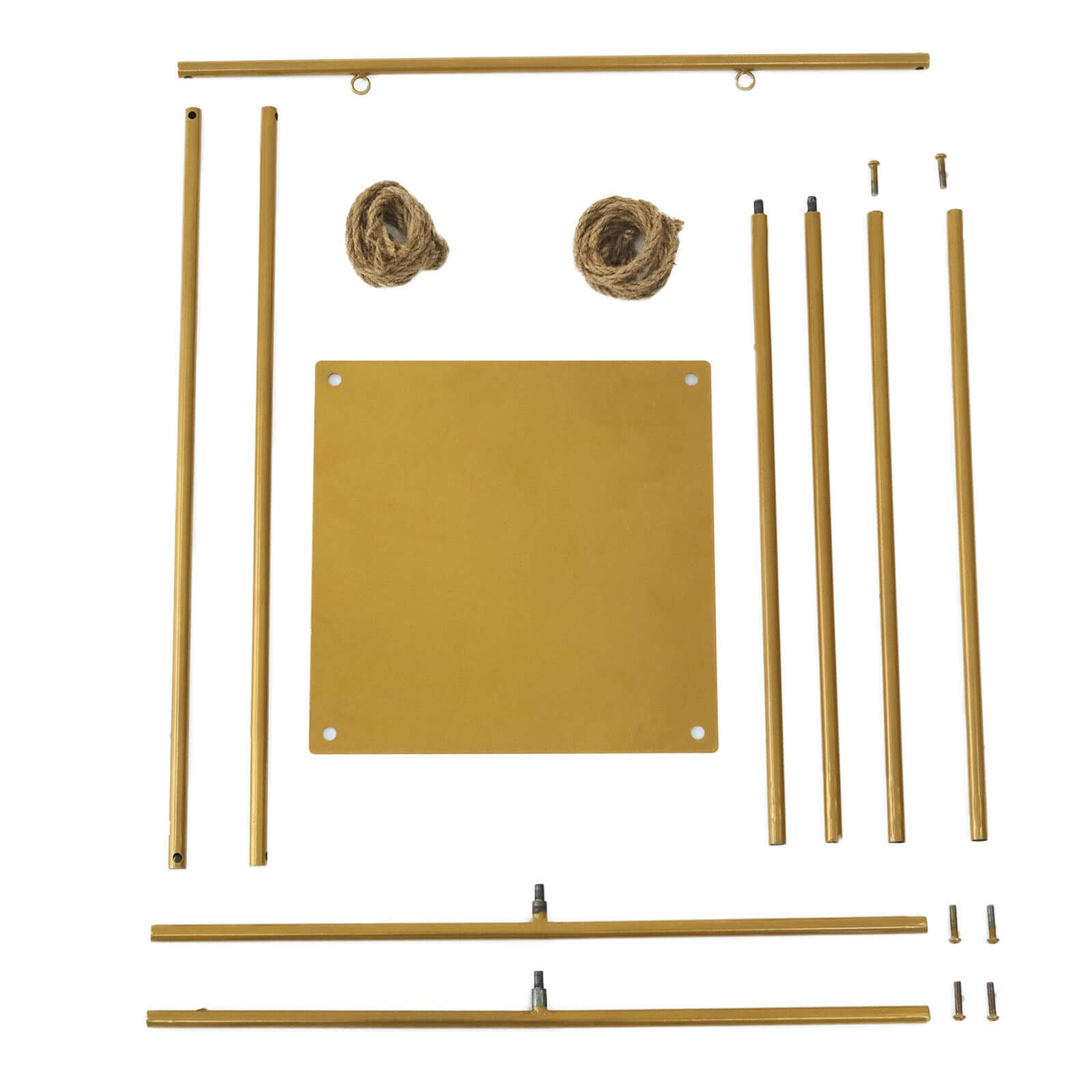 Metal Cake Swing Stand with Jute Rope Gold - Chic Hanging Dessert Display Centerpiece for Upscale Event Table Decor 3ft Tall - Bell Racket Store