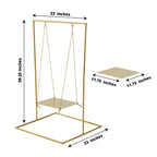 Metal Cake Swing Stand with Jute Rope Gold - Chic Hanging Dessert Display Centerpiece for Upscale Event Table Decor 3ft Tall - Bell Racket Store