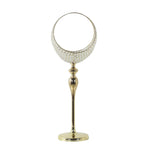 Metal Crystal Beaded Candle Holder Stand, Half Moon Basket Design Gold Wedding Flower Centerpiece with Round Stable Base 4.5ft Tall - Bell Racket Store