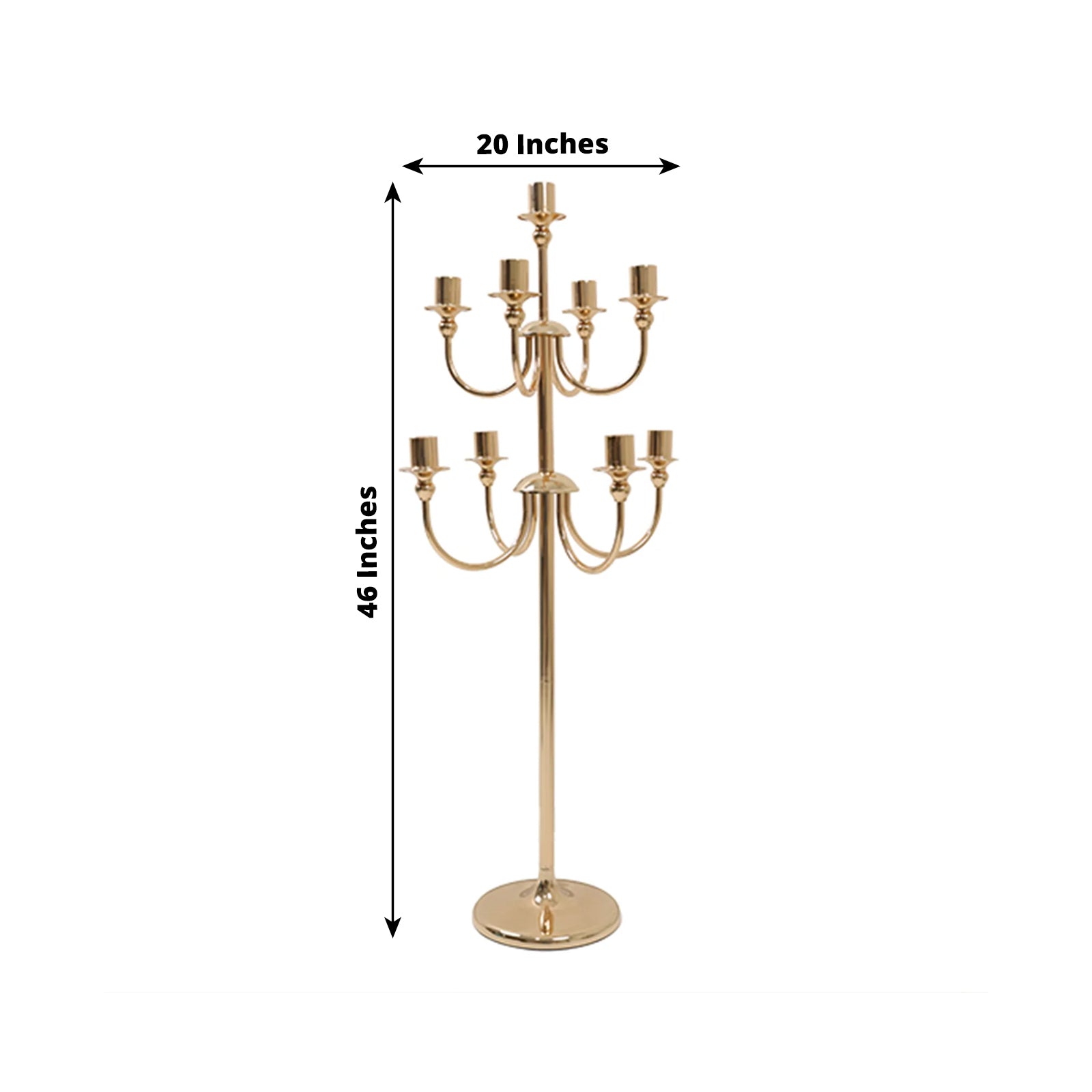 Metal Floor Candelabra Candle Holder, 9 - Arm Vintage Taper Stand Gold Table Centerpiece for Weddings & Parties 46" Tall - Bell Racket Store