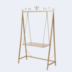 Metal Floor Swing Cake Stand Gold - Exquisite Hanging Dessert Display Serving Station for Upscale Parties & Weddings 6ft Tall - Bell Racket Store