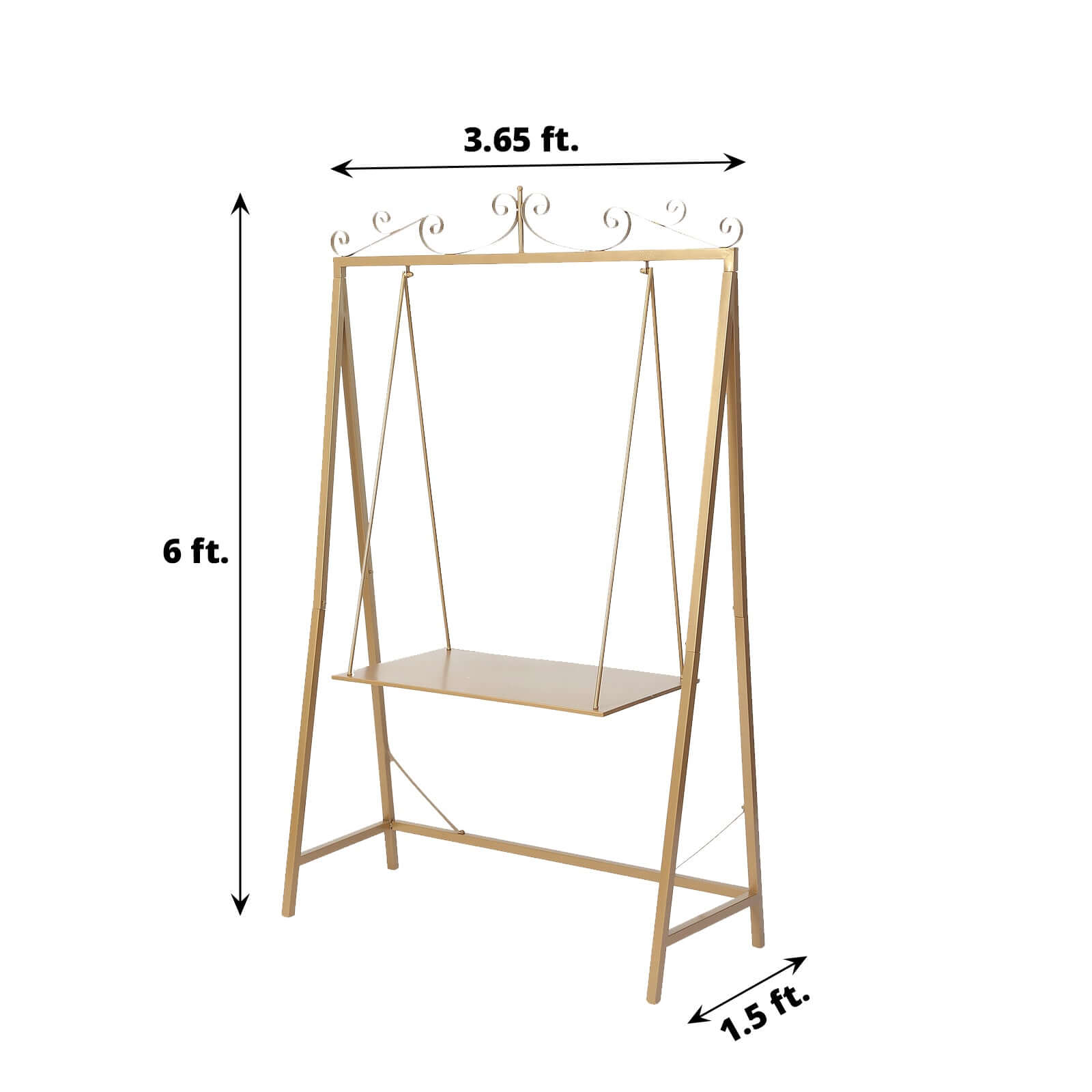 Metal Floor Swing Cake Stand Gold - Exquisite Hanging Dessert Display Serving Station for Upscale Parties & Weddings 6ft Tall - Bell Racket Store