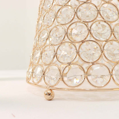 Metal Hurricane Floral Vase Centerpiece Metallic Gold with Crystal Beaded Design - Decorative Table Piece 36" - Bell Racket Store