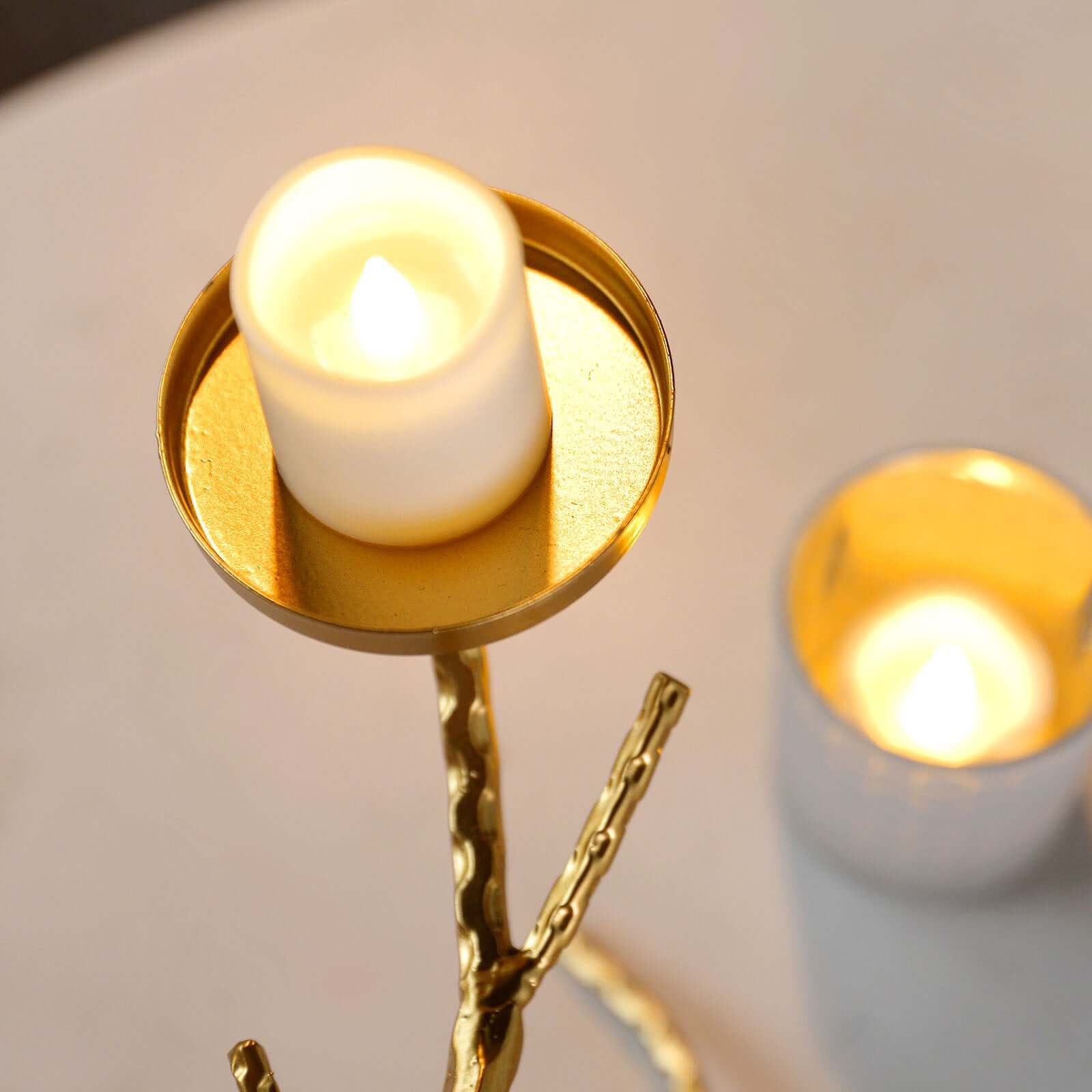 Metal Manzanita Tree Branch Candelabra Candle Holder Stand Gold - Twig Branch Design Table Centerpiece 2ft - Bell Racket Store