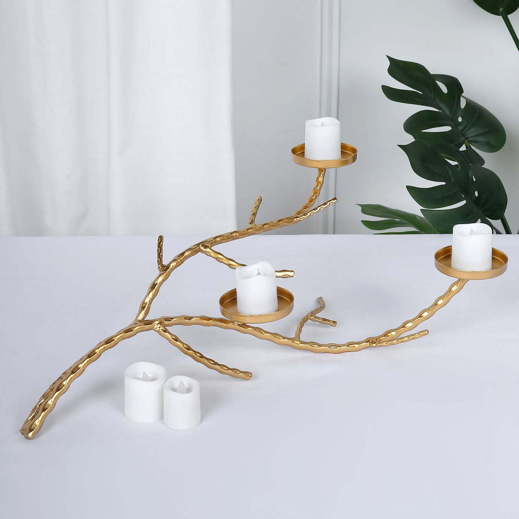 Metal Manzanita Tree Branch Candelabra Candle Holder Stand Gold - Twig Branch Design Table Centerpiece 2ft - Bell Racket Store