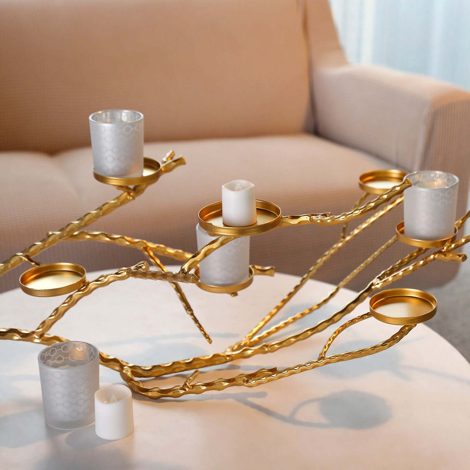 Metal Manzanita Tree Branch Candelabra Candle Holder Stand Gold - Twig Branch Design Table Centerpiece 3ft - Bell Racket Store