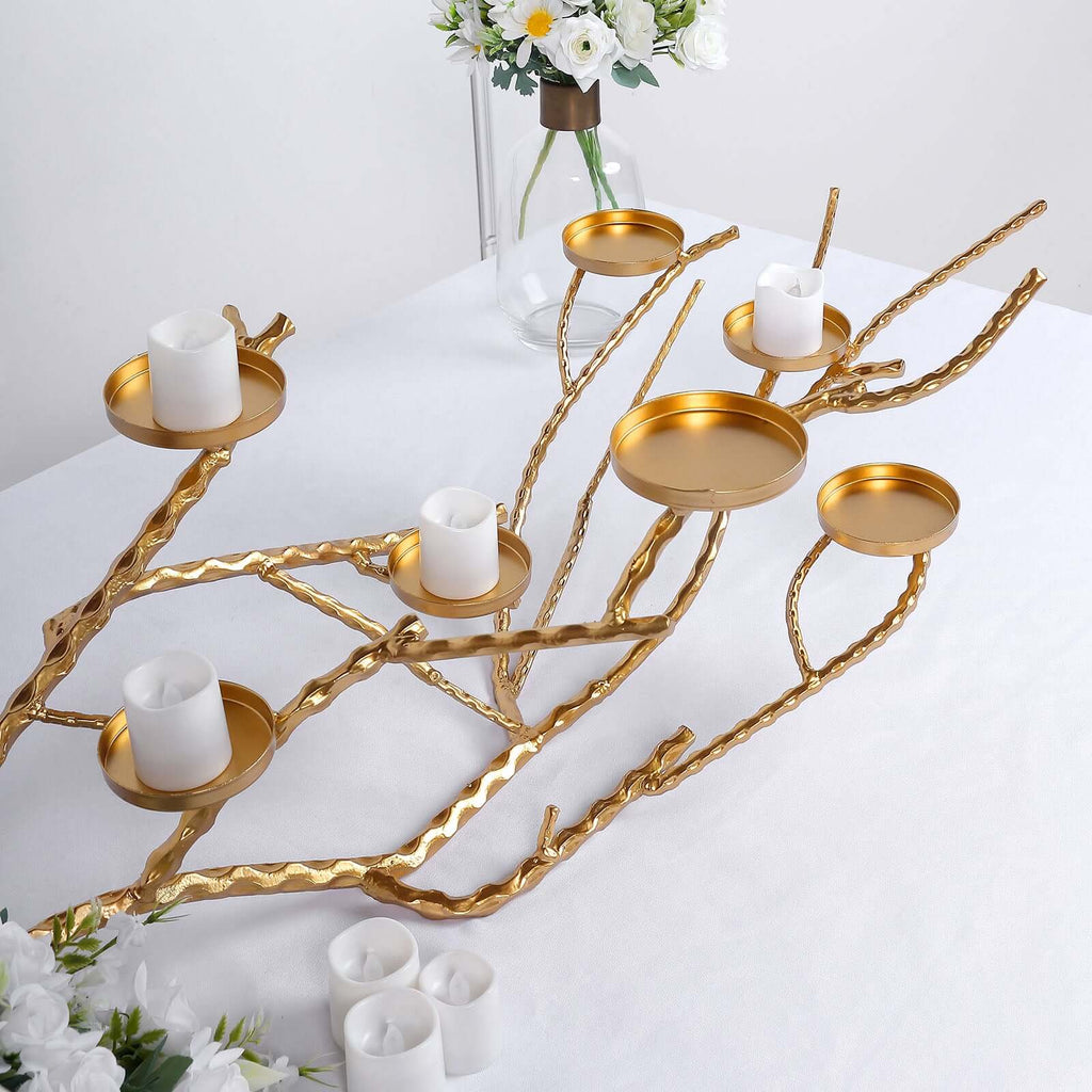 Metal Manzanita Tree Branch Candelabra Candle Holder Stand Gold - Twig Branch Design Table Centerpiece 3ft - Bell Racket Store