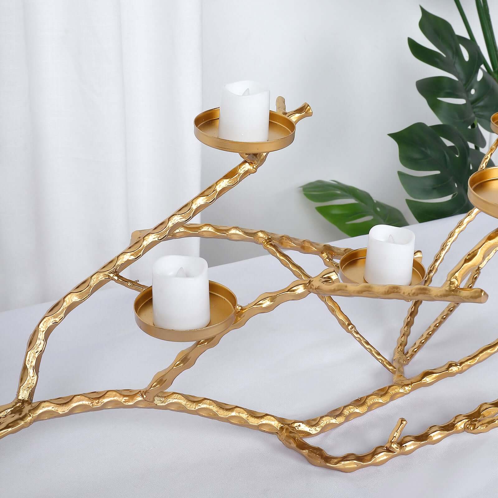 Metal Manzanita Tree Branch Candelabra Candle Holder Stand Gold - Twig Branch Design Table Centerpiece 3ft - Bell Racket Store