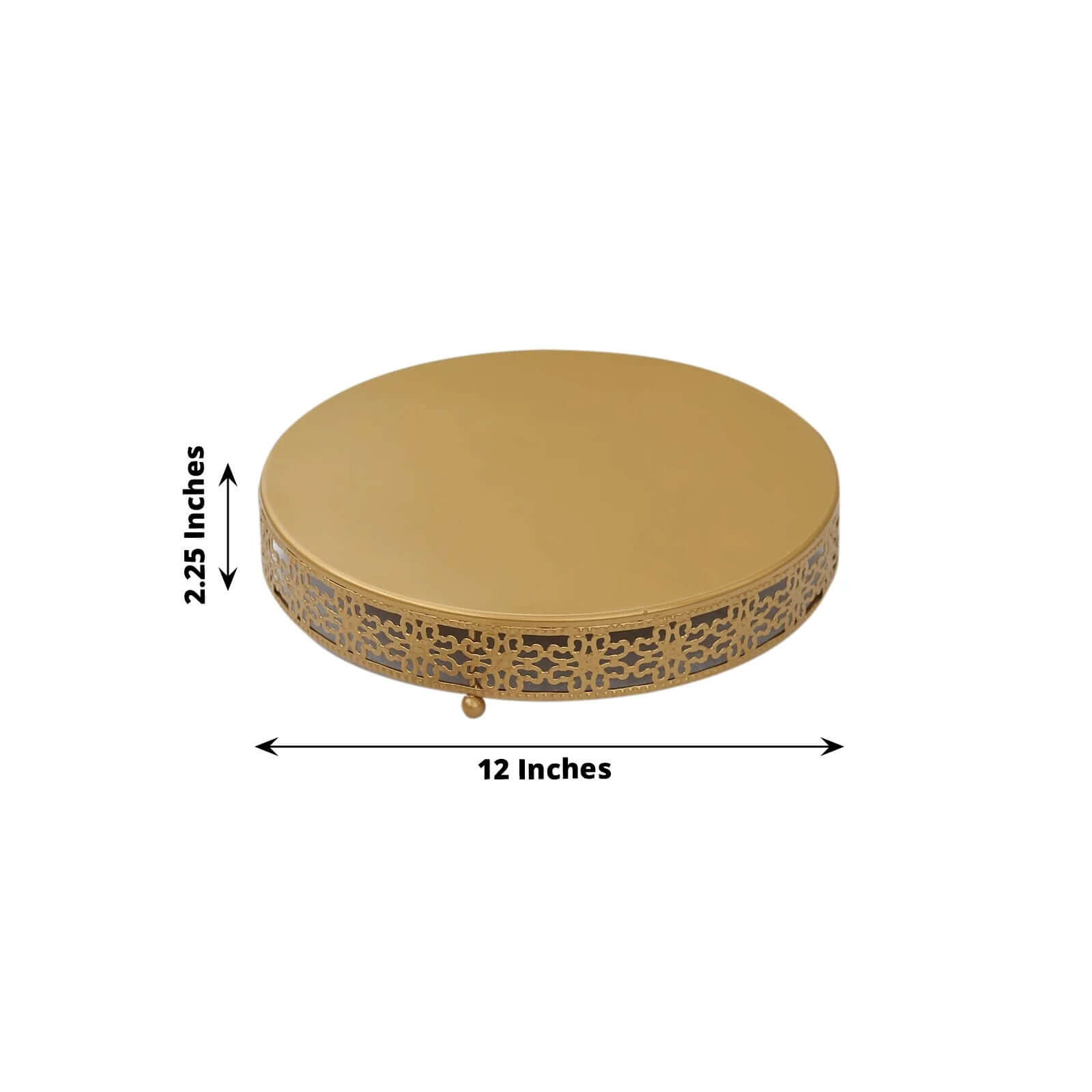 Metal Pedestal Cake Stand Fleur De Lis Round Design Gold - Cupcake Dessert Display Table Centerpiece 12" - Bell Racket Store