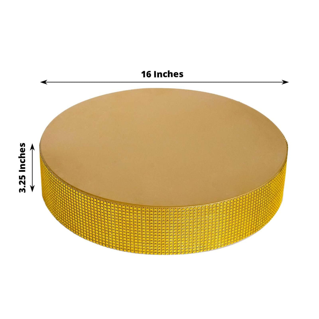 Metal Pedestal Cake Stand Round Design with Rhinestones Gold - Cupcake Holder and Dessert Table Centerpiece 16" - Bell Racket Store