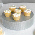 Metal Pedestal Cake Stand Round Design with Rhinestones Silver - Cupcake Holder and Dessert Table Centerpiece 12" - Bell Racket Store