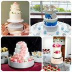 Metal Pedestal Cake Stand Round Design with Rhinestones Silver - Cupcake Holder and Dessert Table Centerpiece 14" - Bell Racket Store