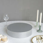 Metal Pedestal Cake Stand Round Design with Rhinestones Silver - Cupcake Holder and Dessert Table Centerpiece 14" - Bell Racket Store