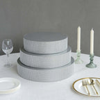 Metal Pedestal Cake Stand Round Design with Rhinestones Silver - Cupcake Holder and Dessert Table Centerpiece 14" - Bell Racket Store