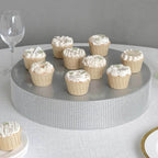 Metal Pedestal Cake Stand Round Design with Rhinestones Silver - Cupcake Holder and Dessert Table Centerpiece 16" - Bell Racket Store