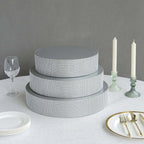 Metal Pedestal Cake Stand Round Design with Rhinestones Silver - Cupcake Holder and Dessert Table Centerpiece 16" - Bell Racket Store