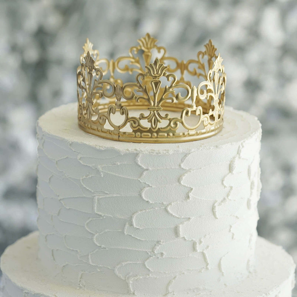 Metal Princess Crown Cake Topper Gold - Exquisite Cake Centerpiece Decor for QuinceaÃ±eras Bridal Showers & Fairytale-Themed Events 2"