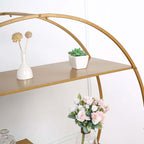 Metal Round Cake Dessert Display Stand 4ft Gold - Sturdy Large Modern Shelf Rack for Event Backdrops Balloon Garlands Floral Installations & Bookcase - Bell Racket Store