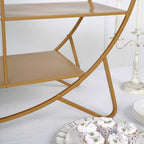 Metal Round Cake Dessert Display Stand 4ft Gold - Sturdy Large Modern Shelf Rack for Event Backdrops Balloon Garlands Floral Installations & Bookcase - Bell Racket Store