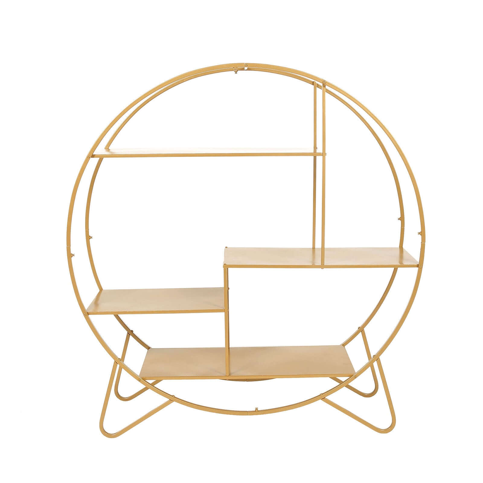 Metal Round Cake Dessert Display Stand 4ft Gold - Sturdy Large Modern Shelf Rack for Event Backdrops Balloon Garlands Floral Installations & Bookcase - Bell Racket Store