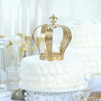 Metal Royal Crown Cake Topper 8" Gold Fleur-De-Lis Top - Refined Cake Centerpiece Decoration for Upscale & Royal-Themed Events