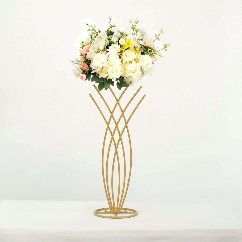 Metal Table Centerpiece Gold Mermaid Tail Design - Wedding Floral Display Flower Frame Stand 2ft - Bell Racket Store