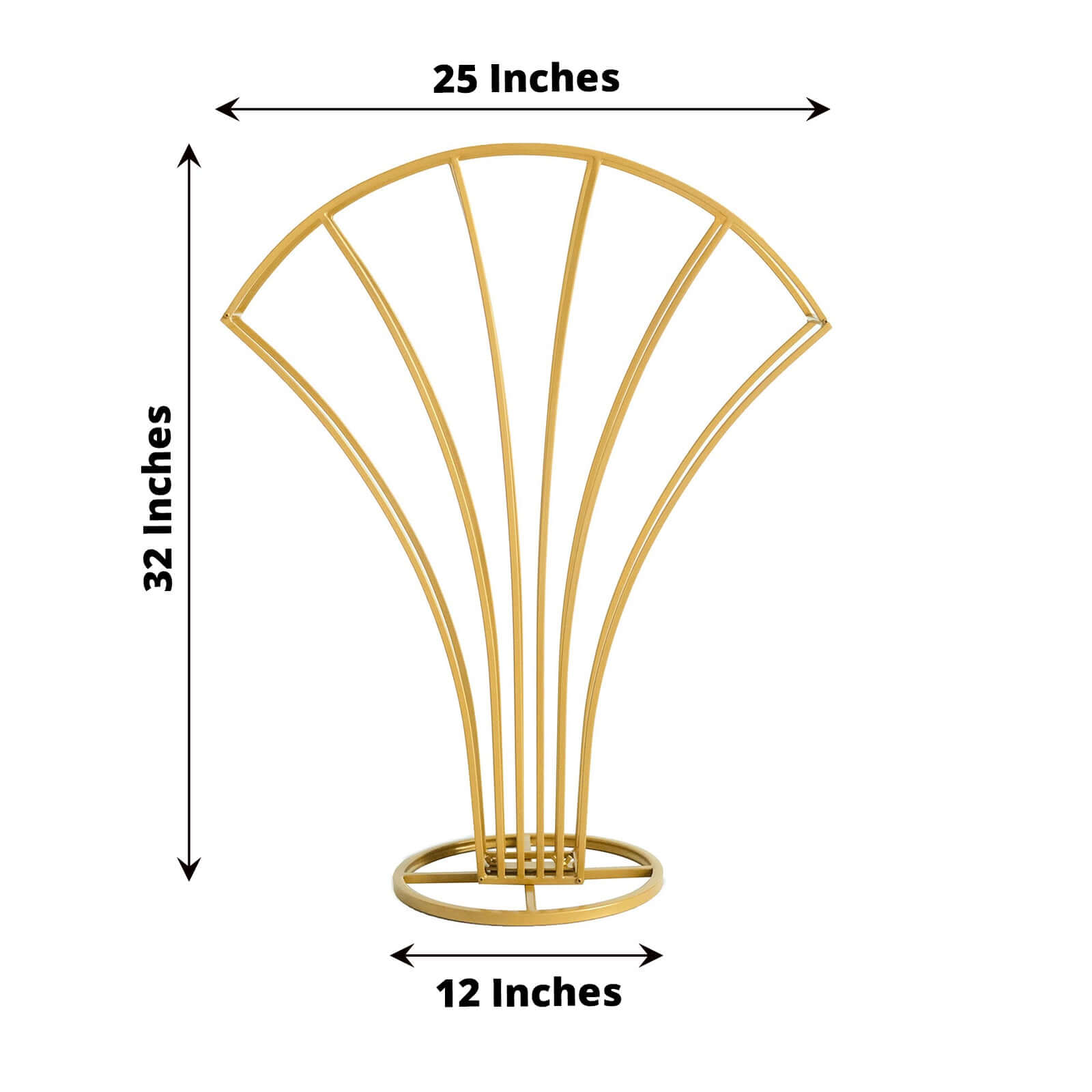 Metal Table Centerpiece Gold Scalloped Fan Shape Design - Wedding Floral Display Flower Frame Stand 32" - Bell Racket Store