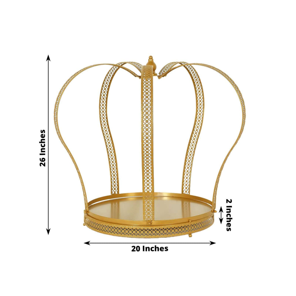 Metal Wedding Cake Stand 26" Gold Princess Crown Style - Exquisite Cupcake Display Holder Centerpiece for Fairy Tale Weddings & Chic Dessert Presentations - Bell Racket Store