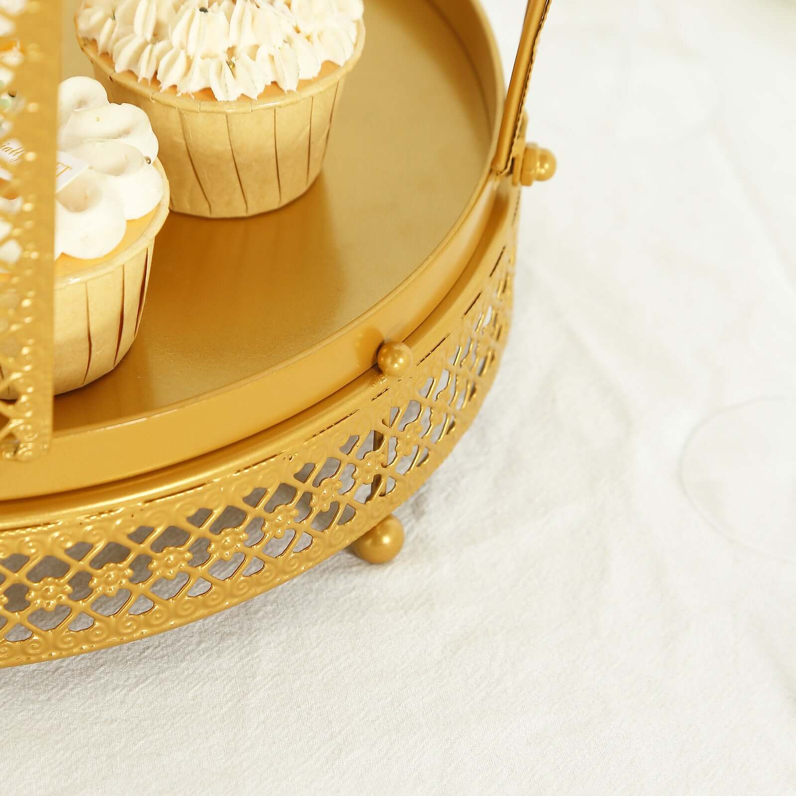 Metal Wedding Cupcake Stand Gold Princess Crown Style - Stunning Dessert Display Holder Centerpiece for Upscale Weddings & Special Occasions 19" - Bell Racket Store