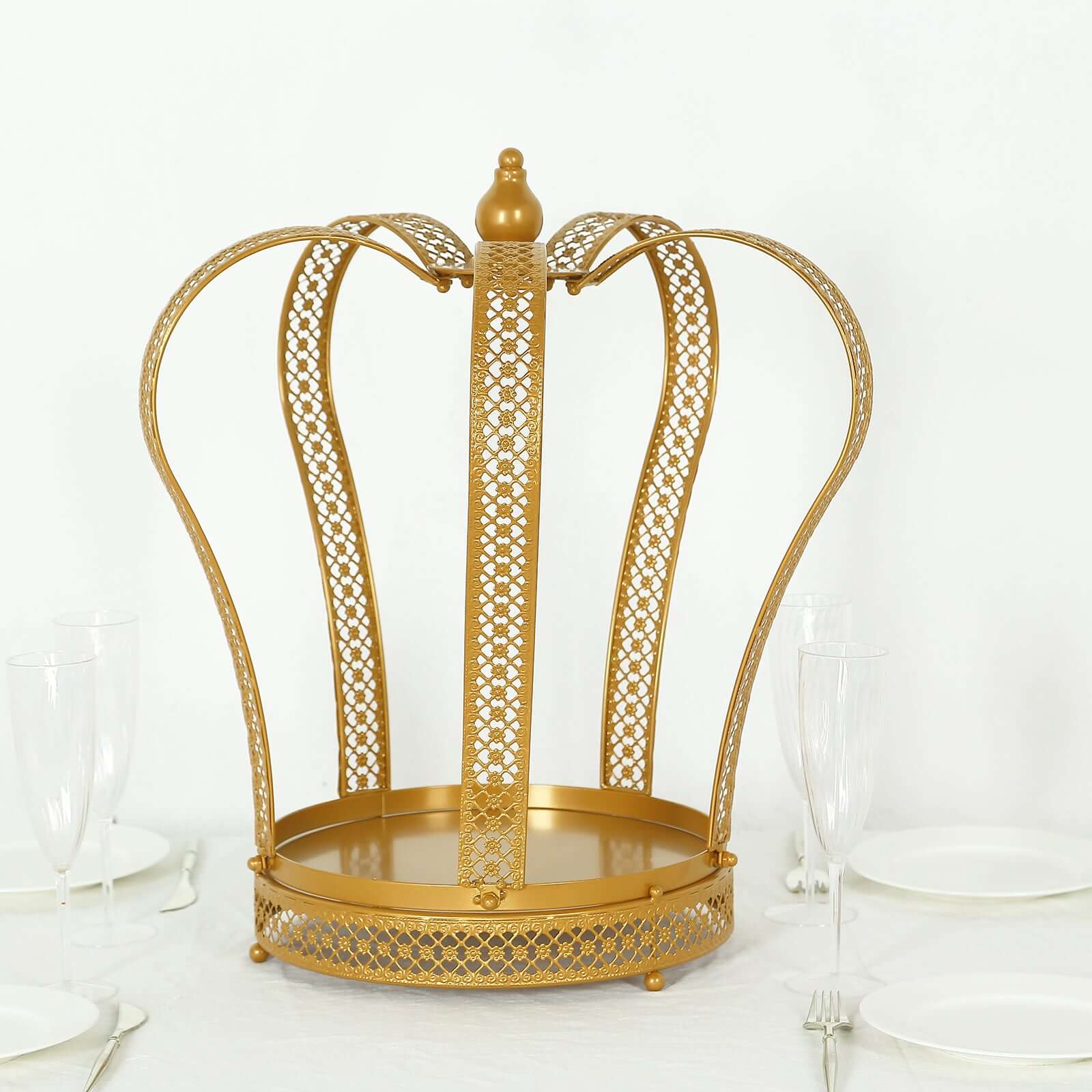 Metal Wedding Cupcake Stand Gold Princess Crown Style - Stunning Dessert Display Holder Centerpiece for Upscale Weddings & Special Occasions 19" - Bell Racket Store